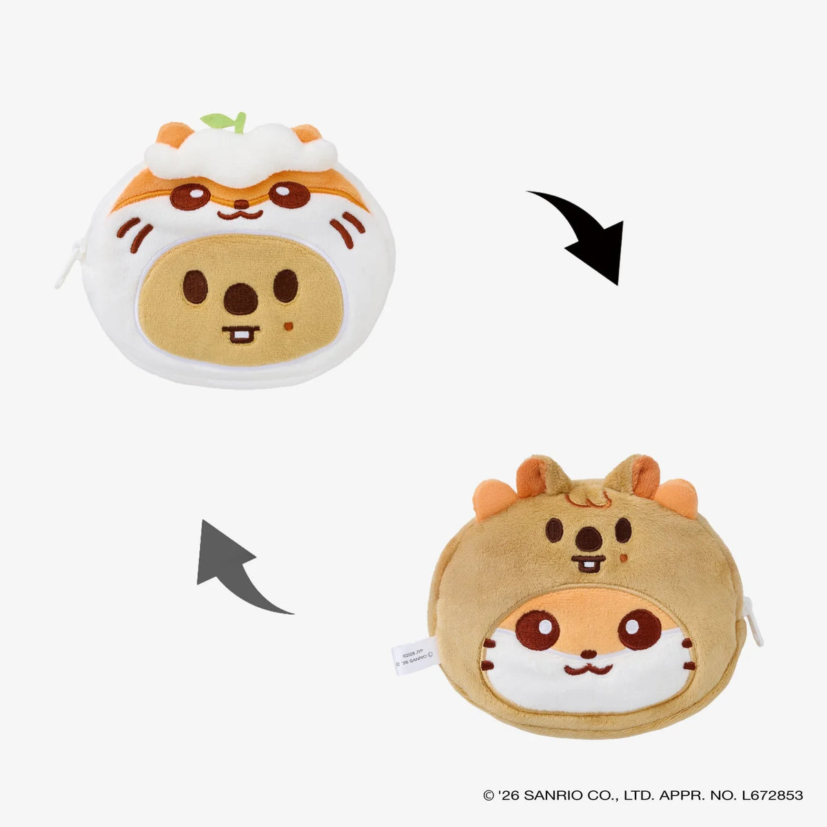 SKZOO×SANRIO CHARACTERS REVERSIBLE POUCH HanQuokka design detail