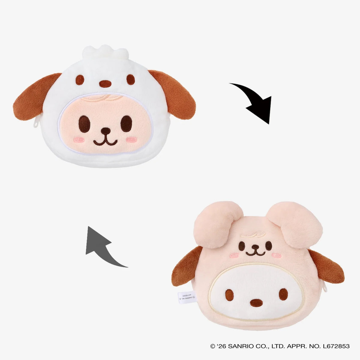 SKZOO×SANRIO CHARACTERS REVERSIBLE POUCH PuppyM design detail