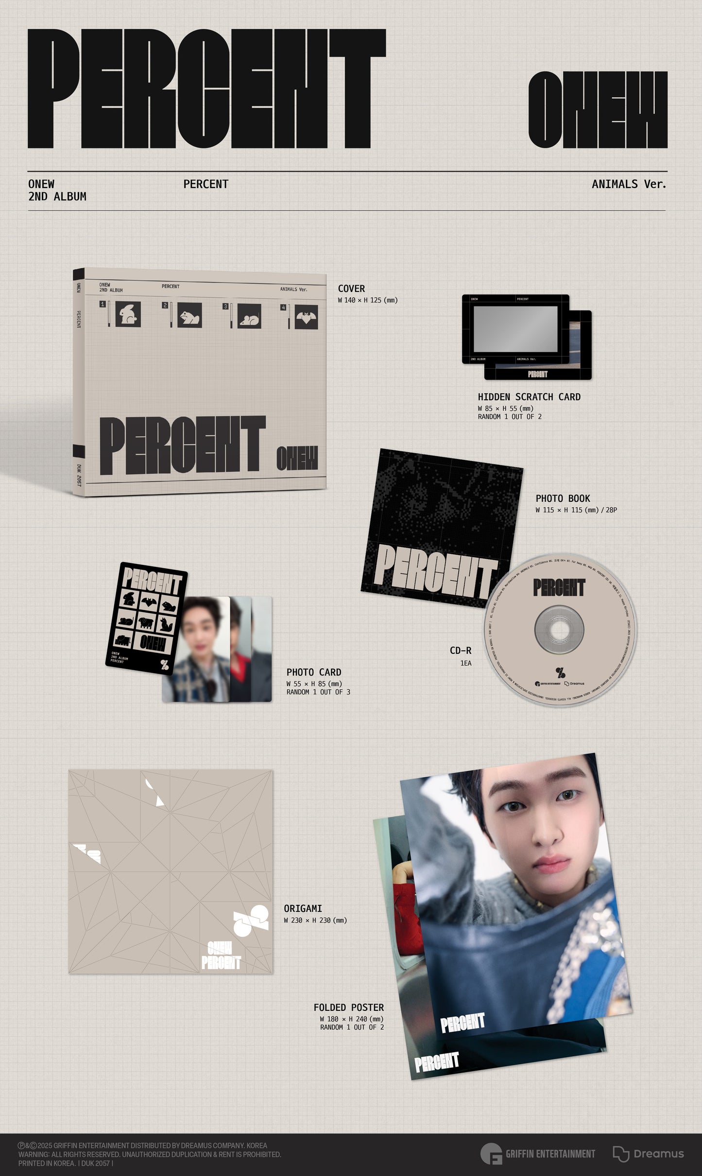 ONEW - 2nd Full Album - [PERCENT] (Digipack Ver.) (Animals/ Confidence Ver.)